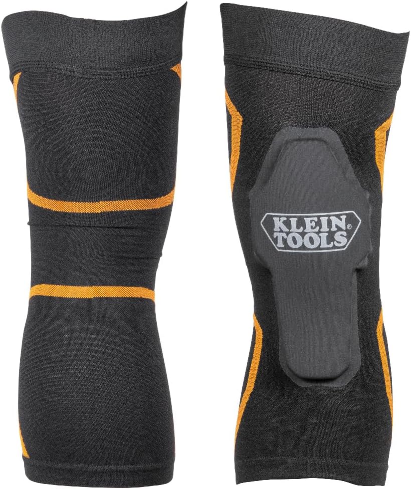 Klein Tools 60623 Knee Pad Compression Sleeve, Knee Support for Construction, Workers and Athletes, Black, M/L