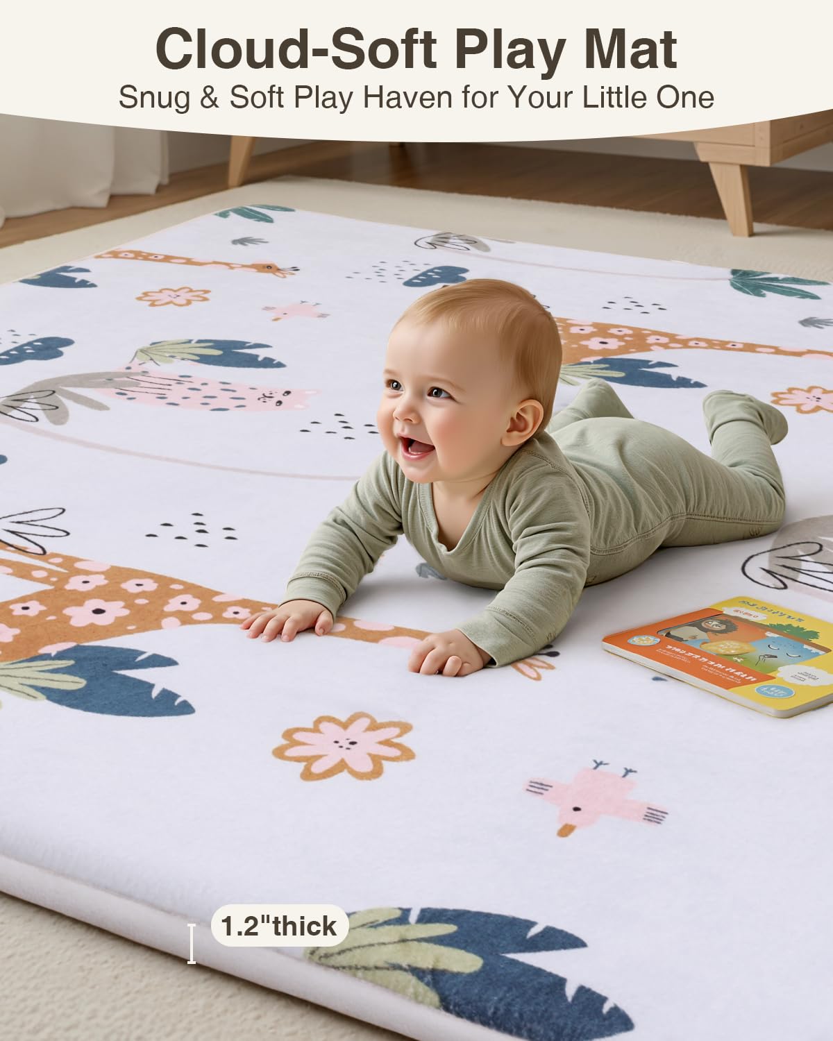 Large Thick Baby Play Mat for Floor,Padded Foam 59x79 Playpen Mat,Soft Support&Plush Feel Nursery Kids Rug,Non Slip for Toddler,Infants,Kids Playroom,Yoga,Baby Crawling,Tummy Time (Light Grey)