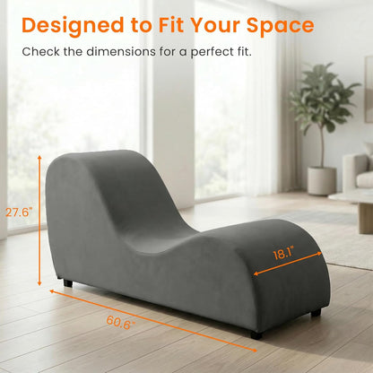 ijuicy Yoga Chair - Velvet Ergonomic Chaise Lounge, Stretching Relaxation Exercise Meditation Chair, Compact 60x18x27 Inches-Dark Grey
