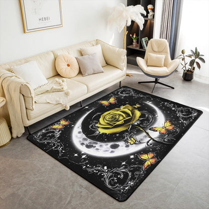 Feelyou Floral Rose Indoor Floor Mat Set,Romantic Blue Rose Rugs for Living Room Bedroom Area Rug 3x5,Boys Girls,Botanical Flower Rose Accent Rug Doormats Floor Mat for All Season