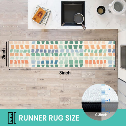 Runner Rug Washable 2x6 White Navy Blue Green Tartan Plaid Scottish Texture from Tartan Plaid Non-Slip Hallway Area Rug Indoor Outdoor Home Decor for Entryway Bathroom Kitchen Carpet Yoga Floor Mat