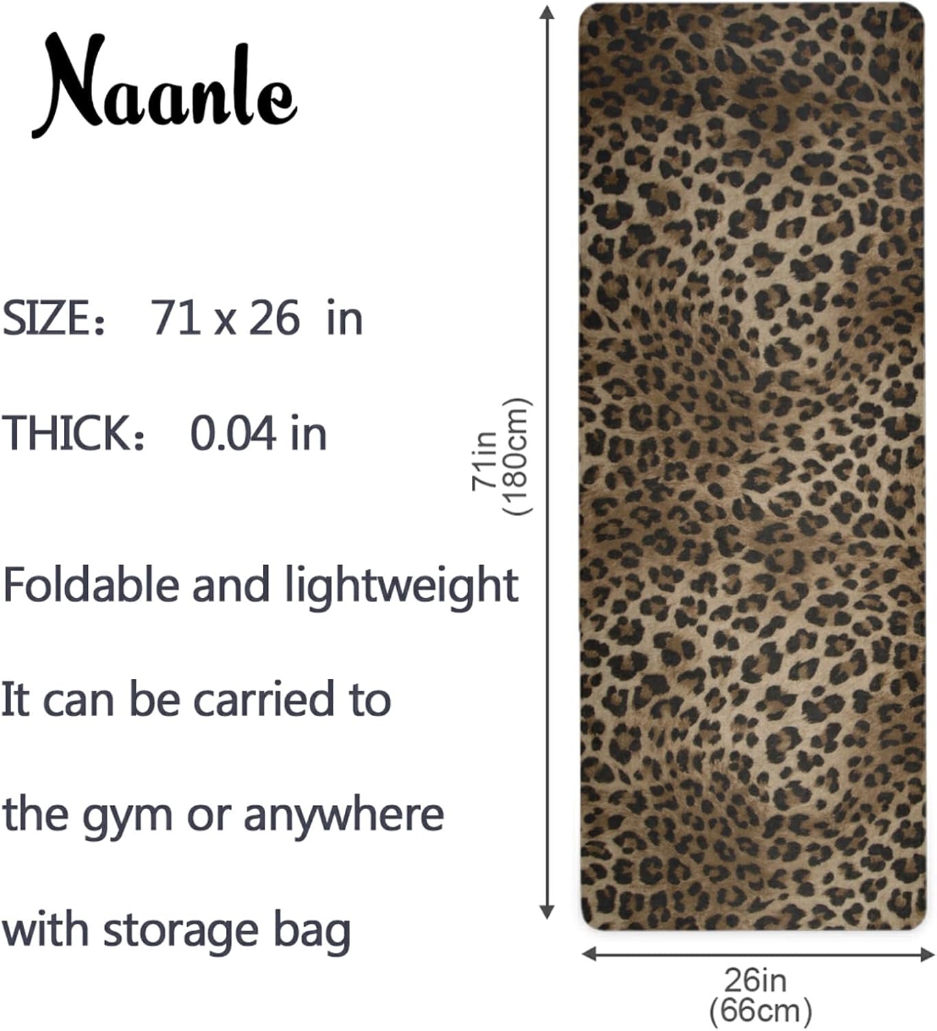 Naanle Sea Turtle Yoga Mat with Carrying Bag Set, Turtle Exercise Mat Foldable Non Slip Travel Lightweight Workout Rug for Home Gym Yoga Pilates Stretching Floor Fitness 71x26 in