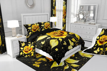 Feelyou Floral Rose Indoor Floor Mat Set,Romantic Blue Rose Rugs for Living Room Bedroom Area Rug 3x5,Boys Girls,Botanical Flower Rose Accent Rug Doormats Floor Mat for All Season