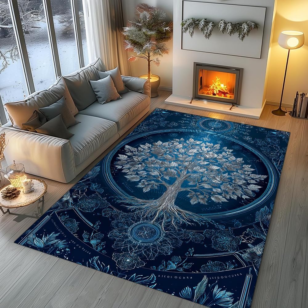 Tree of Life Rug for Living Room Bedroom – Yggdrasil Viking Area Rug Soft Non-Slip Carpet for Indoor Home Décor (Tree of Life Rug 05)