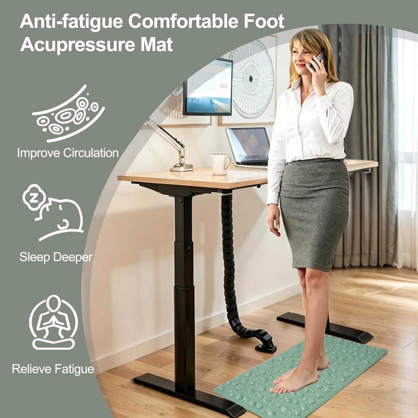 Portable Feet Acupressure Mat, Foldable Foot Massager Mat, Pressure Point Massage Pad, Anti Fatigue Office Standing Desk Pad, Stand Up Pad, Relieve Foot Pain