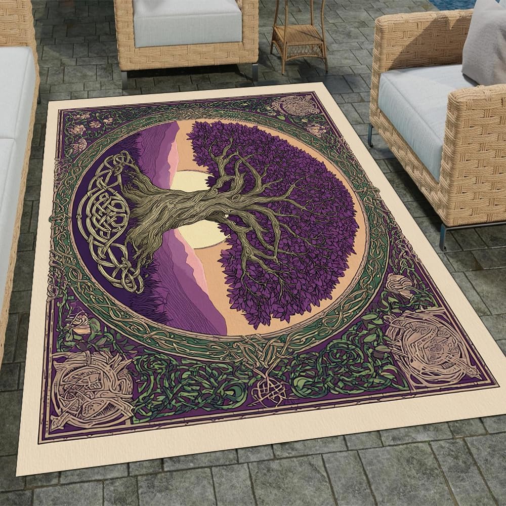 Tree of Life Area Rug – Bohemian Mandala Carpet for Living Room, Bedroom, Meditation Space, Yoga, Spiritual Home Décor – Large Soft Floor Mat for Indoor Decoration (TOL08)