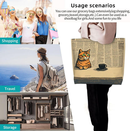Tote Shoulder Bag Large Durable Reusable Eco-friendly Handbag Lightweight Stylish for Daily Use-19.7x15.7x5.9 Inch - Colors A