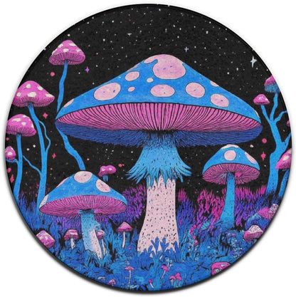Machine Washable Modern Round Area Rug, Room Sofa Yoga Soft Round Carpet, Home Decor Non Slip Kitchen Office Circle Rug Trippy Rainbow Mushroom Tie Dye Art, 60inch