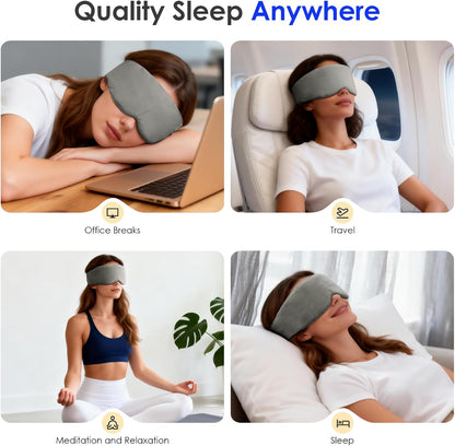 Weighted Eye Mask for Sleeping, Soft Minky Sleep Mask for Side Sleeper with Adjustable Buckle, 100% Blockout Design, Ideal for Meditation, Relaxation and Travel, Includes Storage Pouch (Gray)