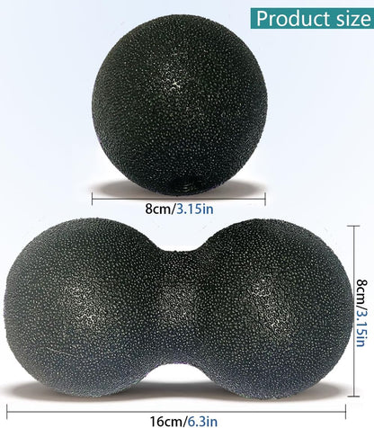Hard Peanut Massage Ball - Double Ball for Trigger Point Therapy, Myofascial Release, Deep Tissue Fitness Massage & Relax Tight Muscles, Peanut Ball 16cm & Trigger Point Massage Ball 8cm (B)