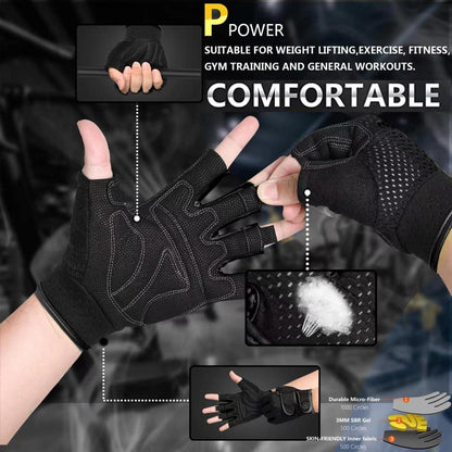 MOREOK Workout Gloves Padded Weight Lifting Gloves for Men/Women, [3MM Gel] Fingerless Grip Gym Gloves Fitness Gloves for Exercise,Hanging,Weightlifting, Cycling, Pull ups, Rowing