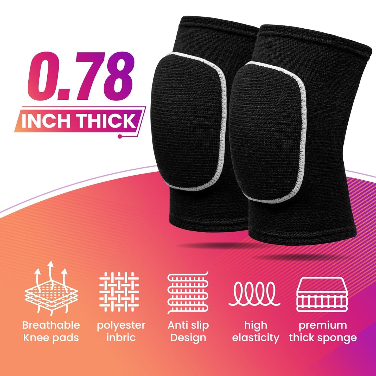 Volleyball Knee Pads,Knee Pads for Women,Men,Kids,Girls,Knee Brace for Basketball Volleyball Football Dance Yoga Tennis Running Cycling Workout Climbing (Black, Small)