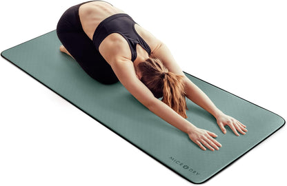 MICRODRY Deluxe Fitness Exercise Yoga Mat for Home & Gym, Extra Thick for High Impact Training, Multi Layered Skid Resistant Surface, Odor Neutralizing with Carrying Strap