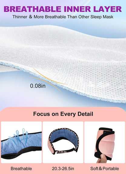 TOPOINT Sleep Mask with Headphones Bluetooth 5.4 Wireless, Sleep Headphones Earphones Earbuds with Microphone HD Speakers Music, Blackout Eye Mask for Sleeping Travel Meditation Men Women Cool Gadgets