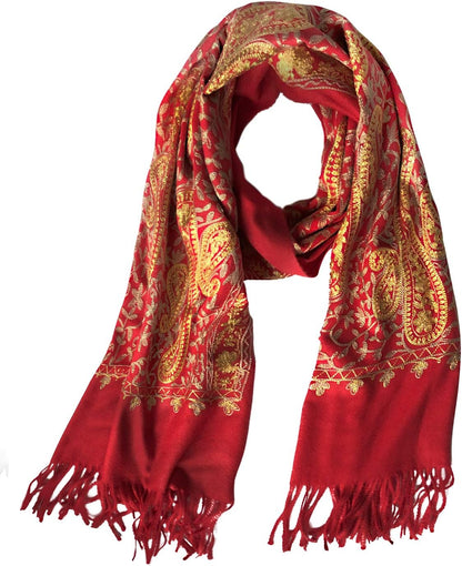 Urban CoCo Women's Embroidered Oversize Tassel Shawl Scarf Wraps for Women