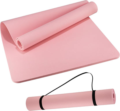 Extra Wide Yoga Mat 72" x 32", 6mm Non Slip TPE Exercise Mat with Carrying Strap, Large Workout Mat for Yoga, Pilates, Stretching, HIIT & Home Gym