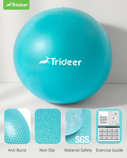 Trideer 9-Inch Pilates Ball, Small Exercise Ball for Yoga, Core Training, Physical Therapy, Balance, Stability and Stretching Pilates Equipment with Inflation Straw