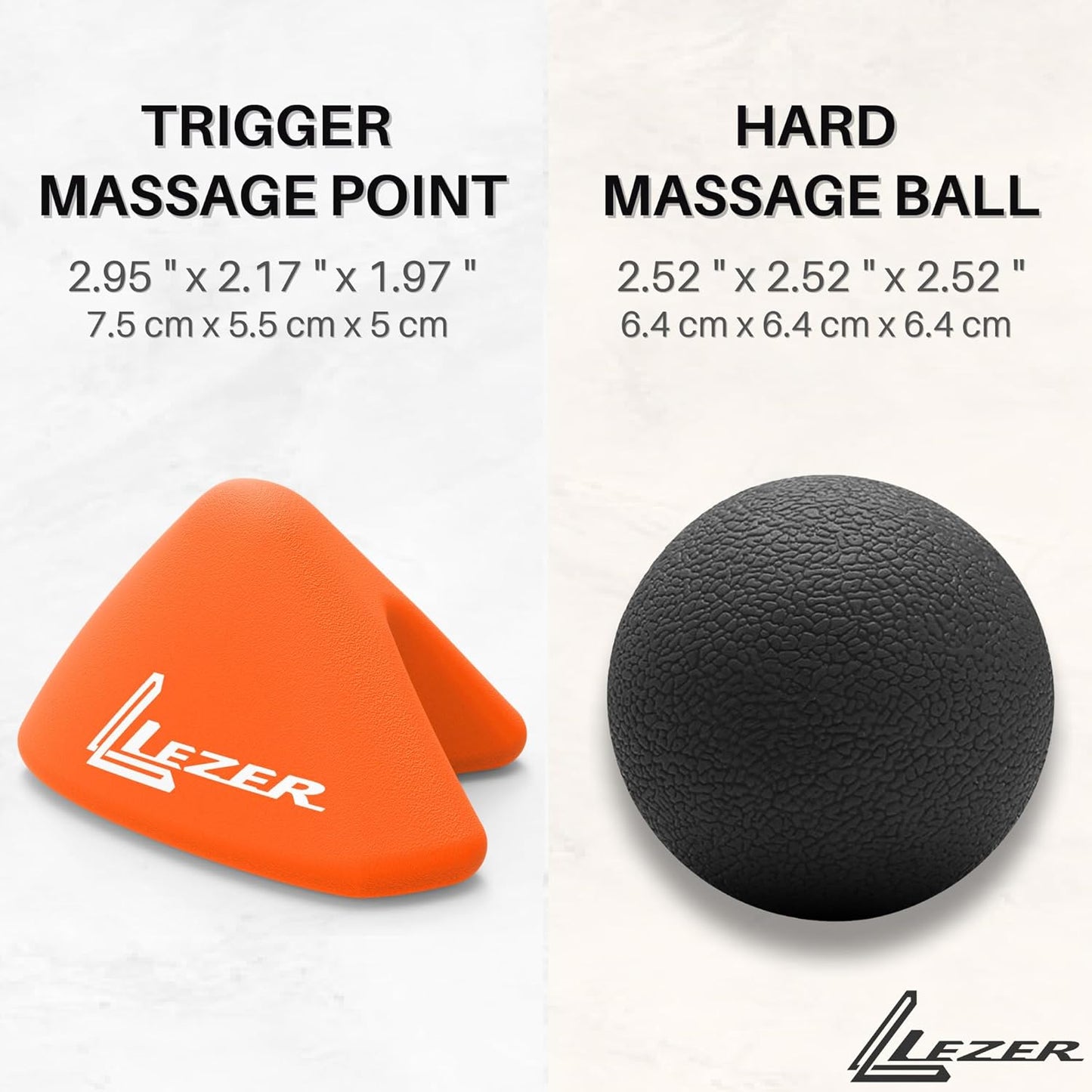 LEZER Trigger Massage Point, Manual Massage Ball, Muscle Knots Relief Tool, Myofascial Release, Physical Therapy, Deep Tissue Back Massage, Plantar Fasciitis, 2.9 in x 2.1 in (Blue)