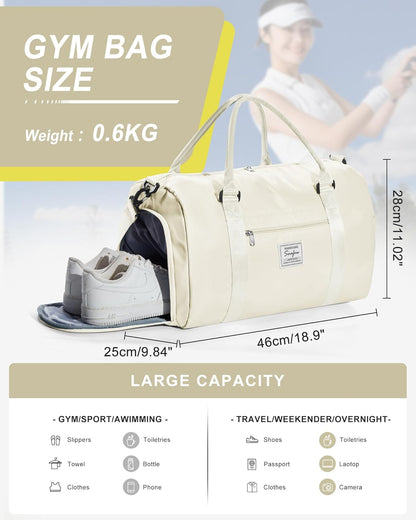 Gym Bag Womens Mens with Shoes Compartment and Wet Pocket Travel Duffel Bag for Women for Plane Sport Gym Tote Bags Swimming Yoga Waterproof Weekend Overnight Carry on Bag Hospital Holdalls - Colors C