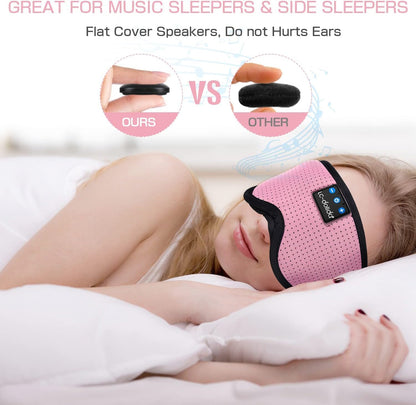 LC-dolida Sleep Headphones, 3D Sleep Mask Bluetooth Wireless Music Eye Mask, Sleeping Headphones for Side Sleepers Sleep Mask with Bluetooth Headphones Ultra-Thin Stereo Speakers Perfect for Sleeping