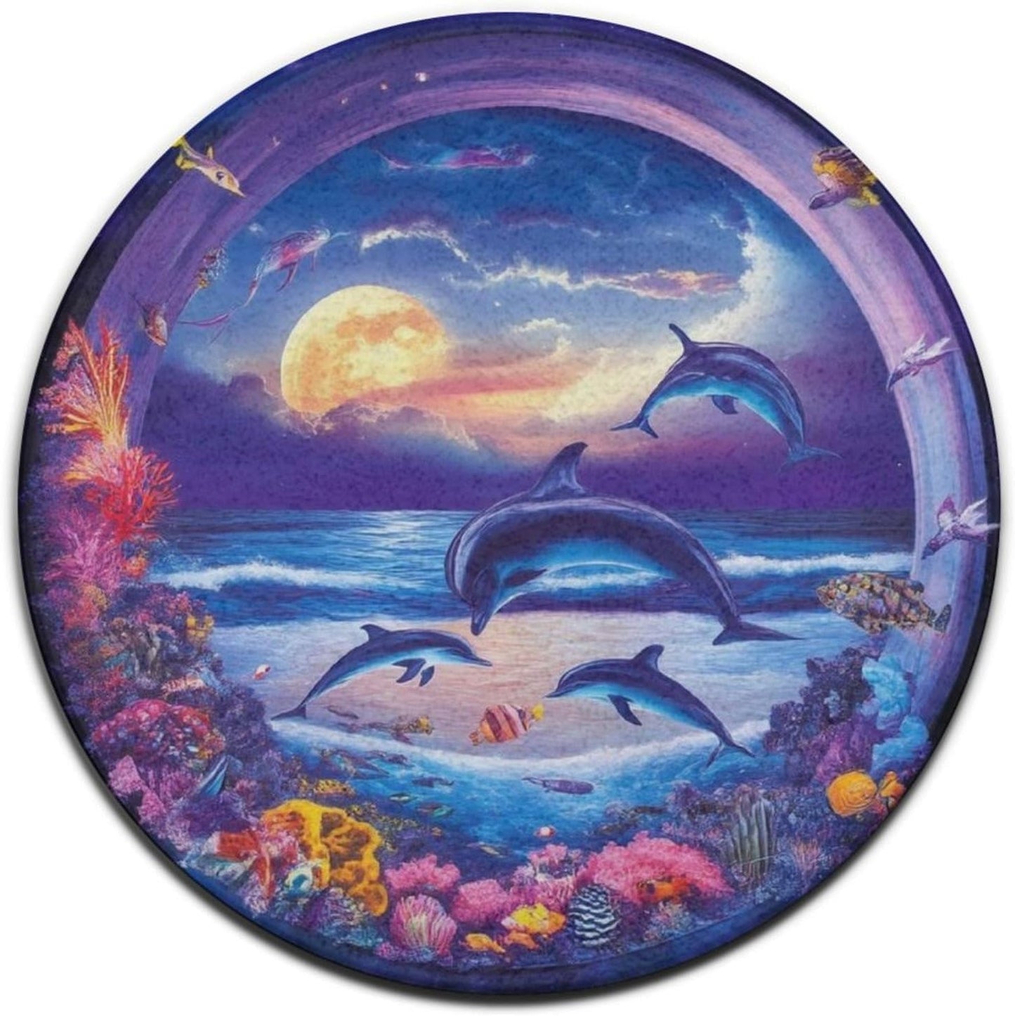 Room Sofa Yoga Soft Round Carpet, Home Decor Non Slip Kitchen Office Circle Rug, Machine Washable Modern Round Area Rug Beach Turtles, 60inch
