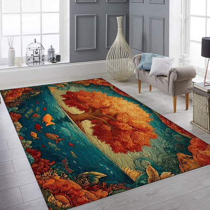 Tree of Life Area Rug – Bohemian Mandala Carpet for Living Room, Bedroom, Meditation Space, Yoga, Spiritual Home Décor – Large Soft Floor Mat for Indoor Decoration (TOL08)
