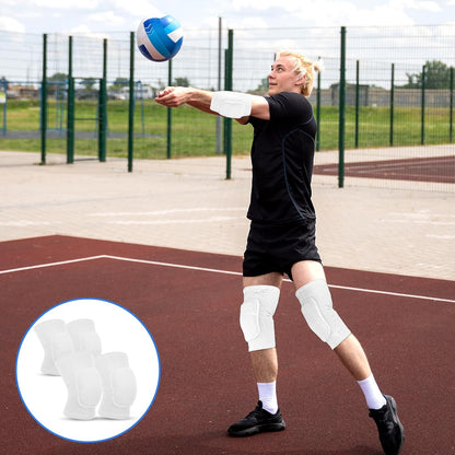 Volleyball Knee Pads and Elbow Brace Pads Set, Compression Breathable Arm and Knee Protection Sleeves with Soft Support Cushion for Men and Women Yoga Dance Football Basketball Running (Black)