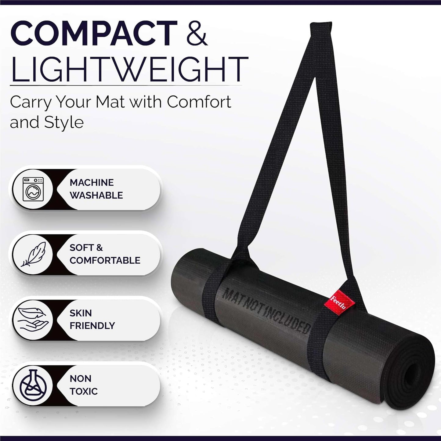 Yoga Mat Straps 2 in 1 - Cotton - Adjustable anti-slip straps for yoga, pilates, stretching, for carrying mats