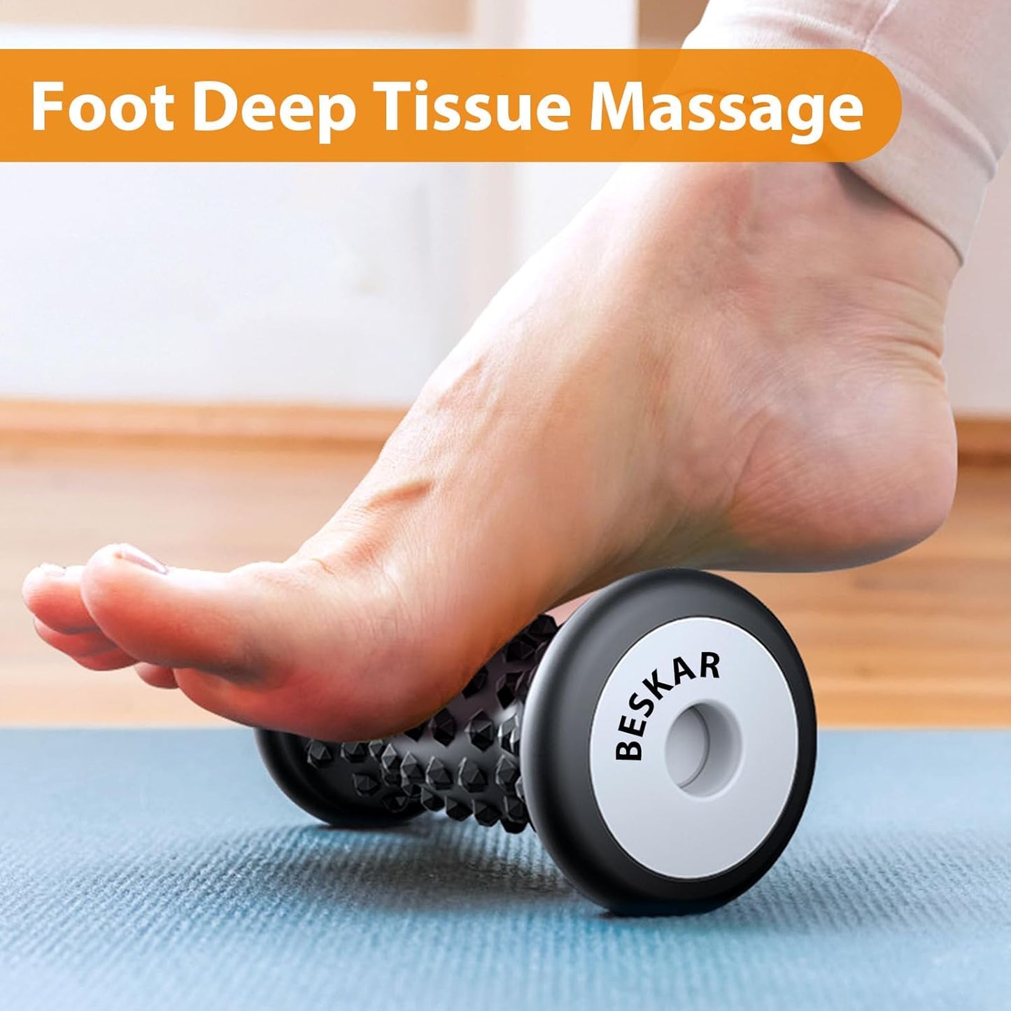 BESKAR Foot Massage Roller for Relief Plantar Fasciitis, Foot Reflexology Tool Pressure Point Massage Roller, Deep Tissue Massage for Relieving Feet Arch Heel Pain, Myofascial Pain Syndrome
