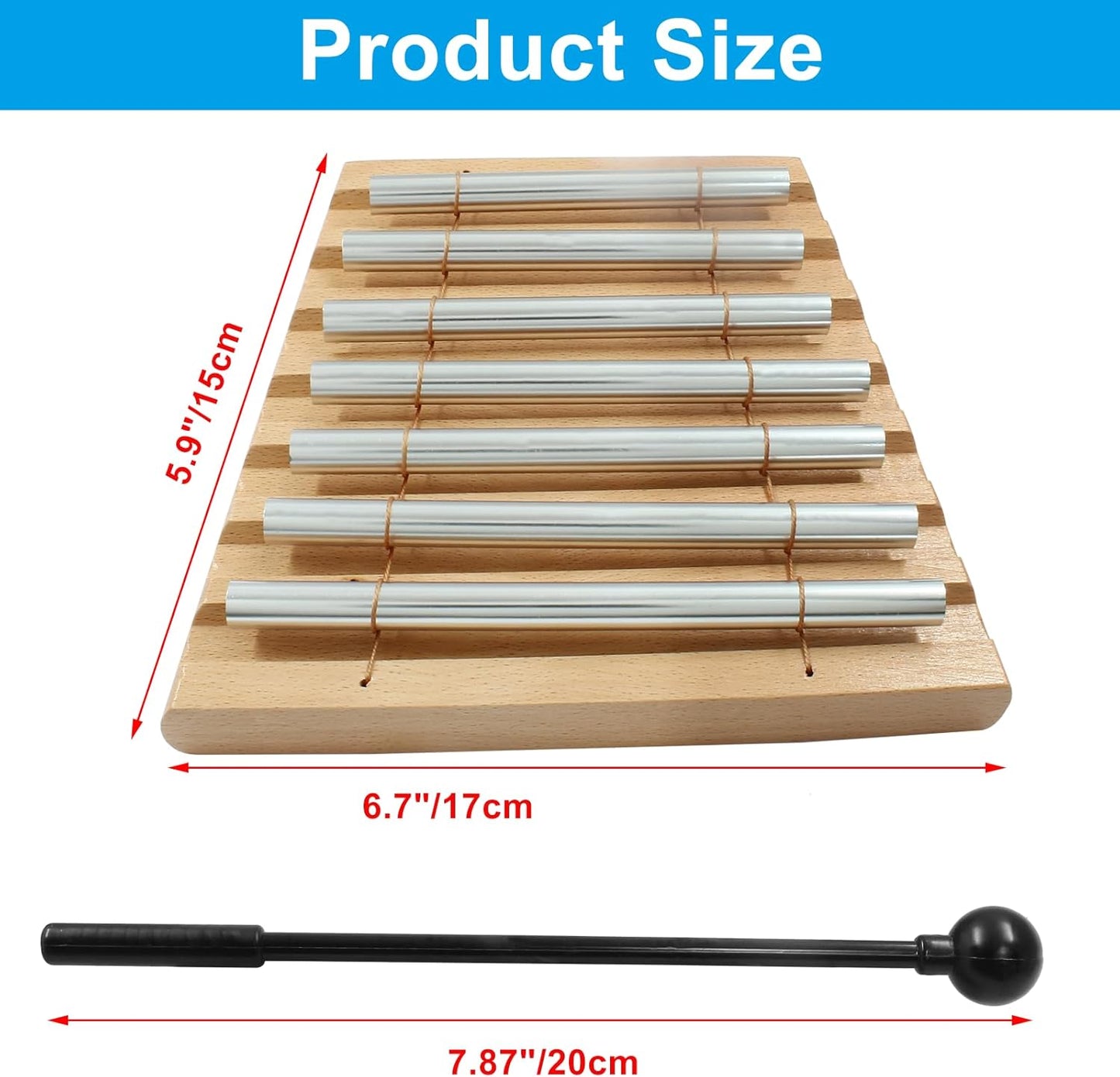Luomorgo 1 Set Meditation Chimes, Seven Tone Hand Chimes Instrument Mindfulness Chime, Classroom Chime Bell for Teacher with Mallet, Mindfulness Tools for Yoga, Healing