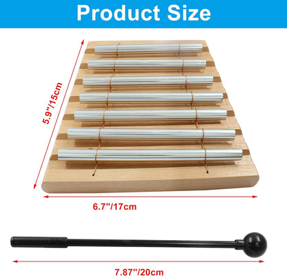 Luomorgo 1 Set Meditation Chimes, Seven Tone Hand Chimes Instrument Mindfulness Chime, Classroom Chime Bell for Teacher with Mallet, Mindfulness Tools for Yoga, Healing