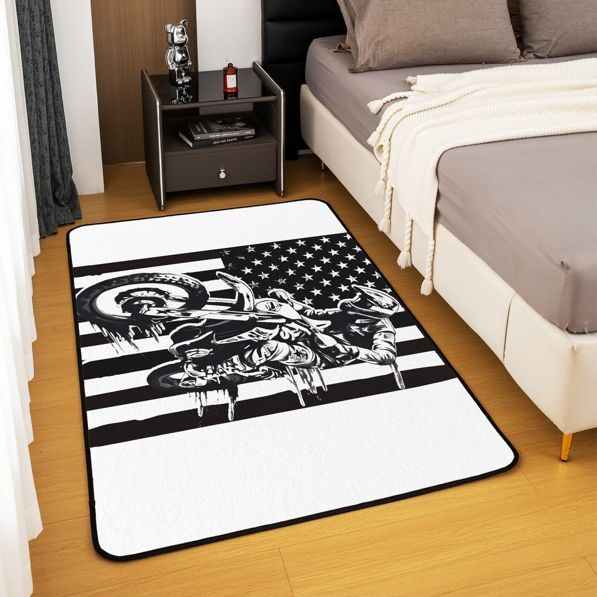 Feelyou Dirt Bike Area Rug 3x5 Kids Extreme Sports Green Honeycomb Living Room Rugs for Bedroom Boys Girls Teens Racing Motocross Rider Decorative Carpet Rug Non-Slip Motorcycle Indoor Floor Mat
