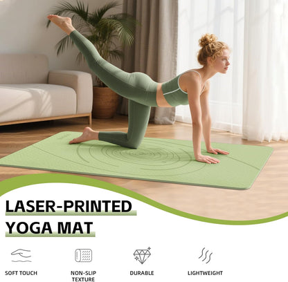 Large Yoga Mat Thick, 76"x32"x0.31"Wide POE Exercise Mat with Non-Slip Surface & Carry Strap, Anti-Tear Workout Mat for Yoga, Pilates, Fitness