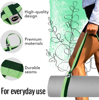 TECEUM Yoga Mat Strap – 30+ Colors – Adjustable Mat Holder Sling Carrier for All Mats [Mat Not Included]