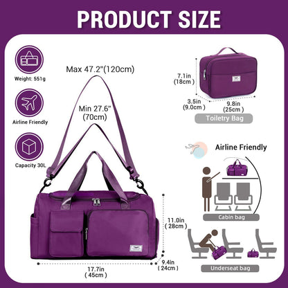 FIORETTO Women's Gym Duffle Bag with Shoes Compartment, 30L Capacity, Ideal for Travel, Gym, Sports, Duffel, Weekender