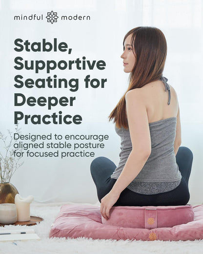Mindful & Modern Zabuton Meditation Mat - Cotton Filled Yoga and Meditation Pad - Zabuton Meditation Cushion for Kneeling and Sitting Support - Large Rectangular Sitting Floor Pillow for Bench or Zafu