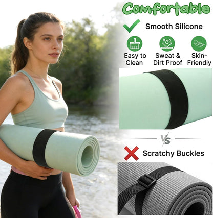 Aolamegs Yoga Mat Strap Slap Band-Instant One Snap Holder Keeps Mats Tightly Rolled & Secure -Soft Silicone Gym Accessories