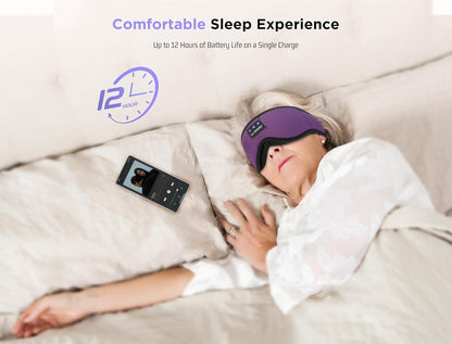LC-dolida Sleep Headphones, 3D Sleep Mask Bluetooth Wireless Music Eye Mask, Sleeping Headphones for Side Sleepers Sleep Mask with Bluetooth Headphones Ultra-Thin Stereo Speakers Perfect for Sleeping
