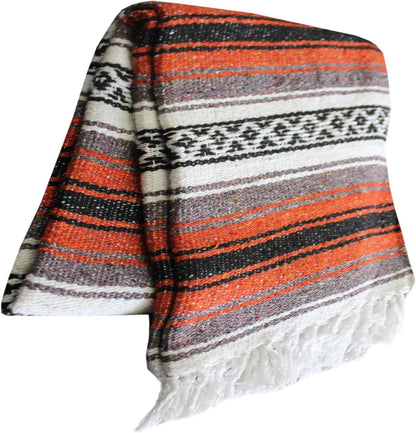 Del Mex Classic Mexican Blanket, Large Authentic Woven Falsa Throw (70"x50"), Artisan Southwest Décor for Beach, Yoga, Outdoors (Lavender)