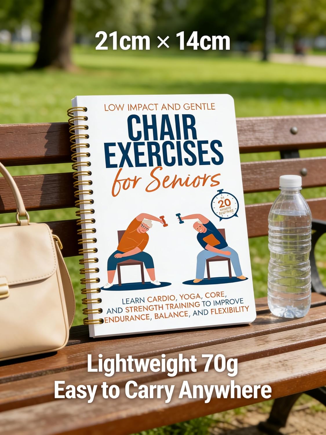 Chair Yoga for Seniors Over 60 Book, 2-Person Cover Design with Exercise Chart, Gentle Poses for Weight Loss and Mobility, Senior Workout Guide for Home