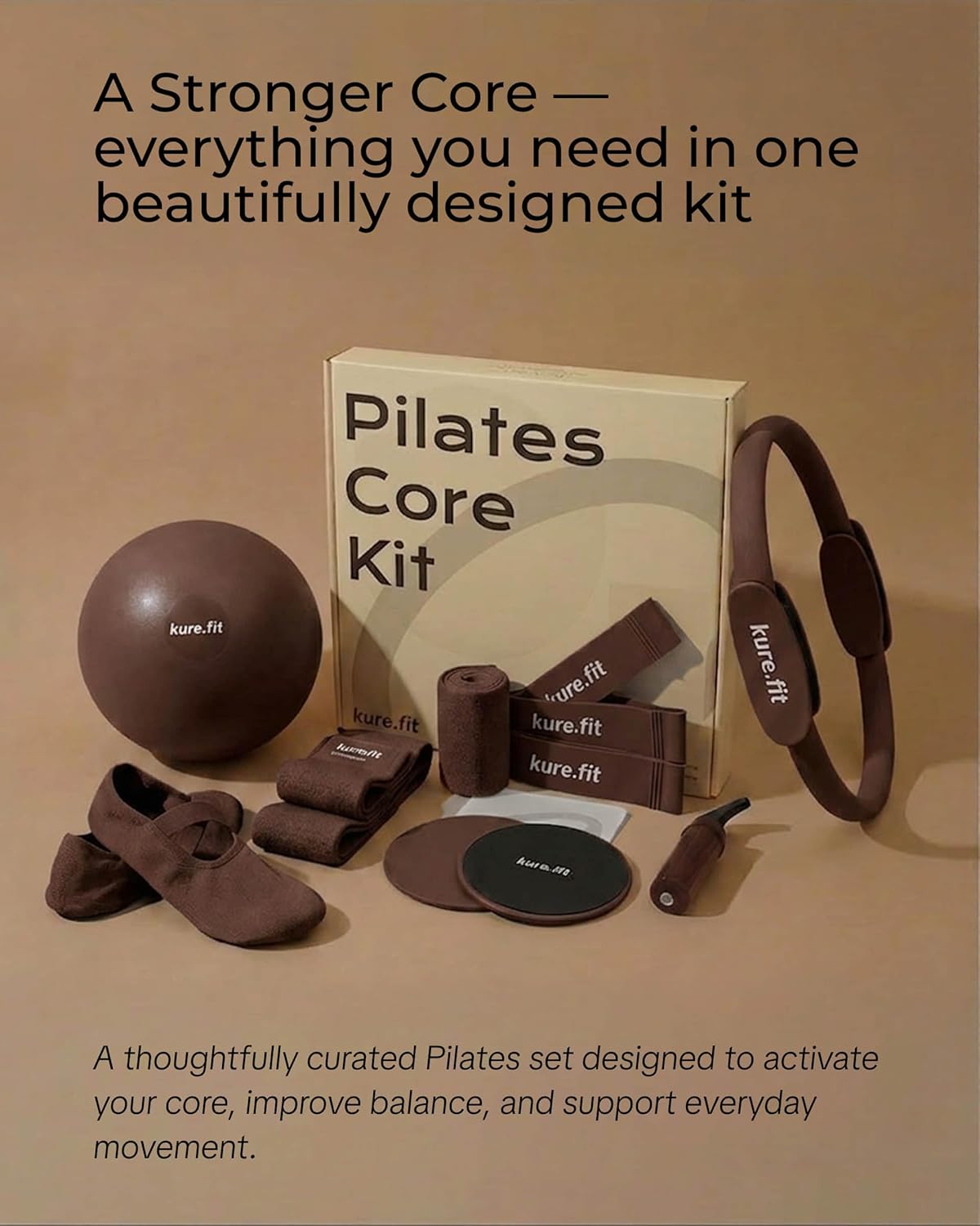 Pilates Kit for Women – Home Pilates Equipment Set with Ring, Ball & Resistance Bands | Pilates Starter Kit with Accessories in Gift Box