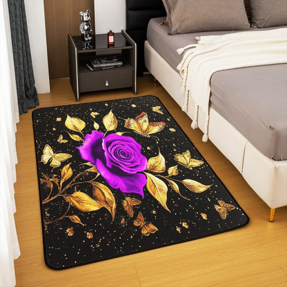 Feelyou Floral Rose Indoor Floor Mat Set,Romantic Blue Rose Rugs for Living Room Bedroom Area Rug 3x5,Boys Girls,Botanical Flower Rose Accent Rug Doormats Floor Mat for All Season