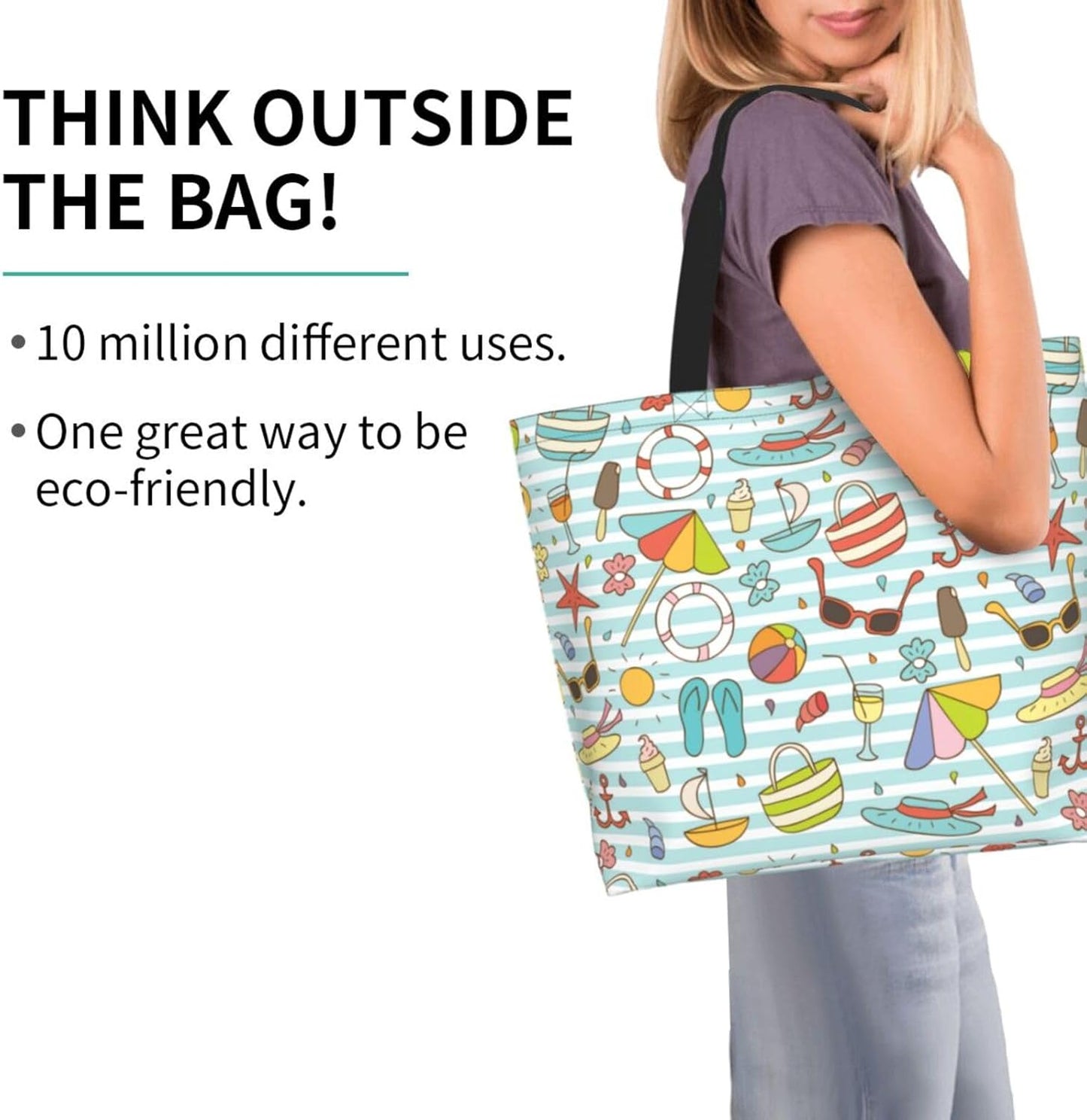 Tote Shoulder Bag Large Durable Reusable Eco-friendly Handbag Lightweight Stylish for Daily Use-19.7x15.7x5.9 Inch - Colors A
