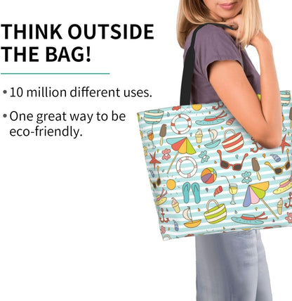 Tote Shoulder Bag Large Durable Reusable Eco-friendly Handbag Lightweight Stylish for Daily Use-19.7x15.7x5.9 Inch - Colors A