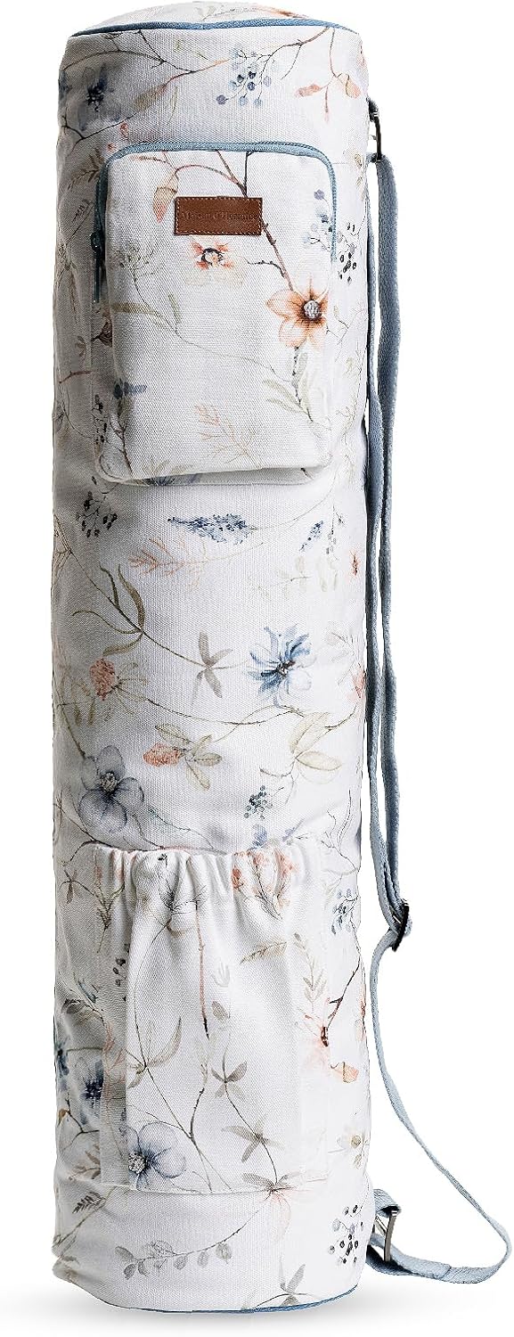 Maison d' Hermine Yoga Mat bag, Cylindrical bag for Woman&Men, yoga mat Bag &Adjustable shoulder straps Yoga Mat Carrier Bag with Drawstring Water Bottle Pocket and zipper pocket Easter Gifts
