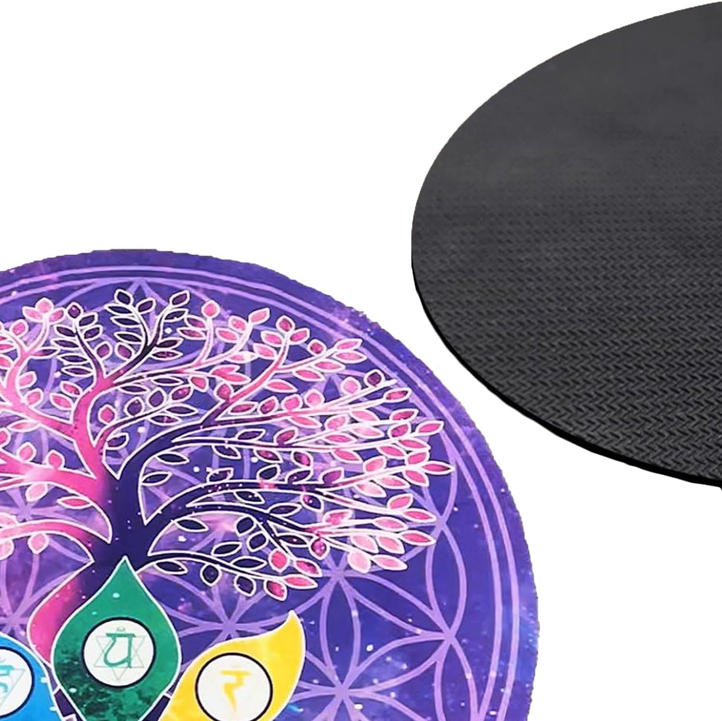FMTY Crystal Singing Bowls Mat, Round singing bowls Mat Washable healing bowl cusion, Non-Slip Floor Mat Suitable for Sound Bowl Set, 52"Round (52")