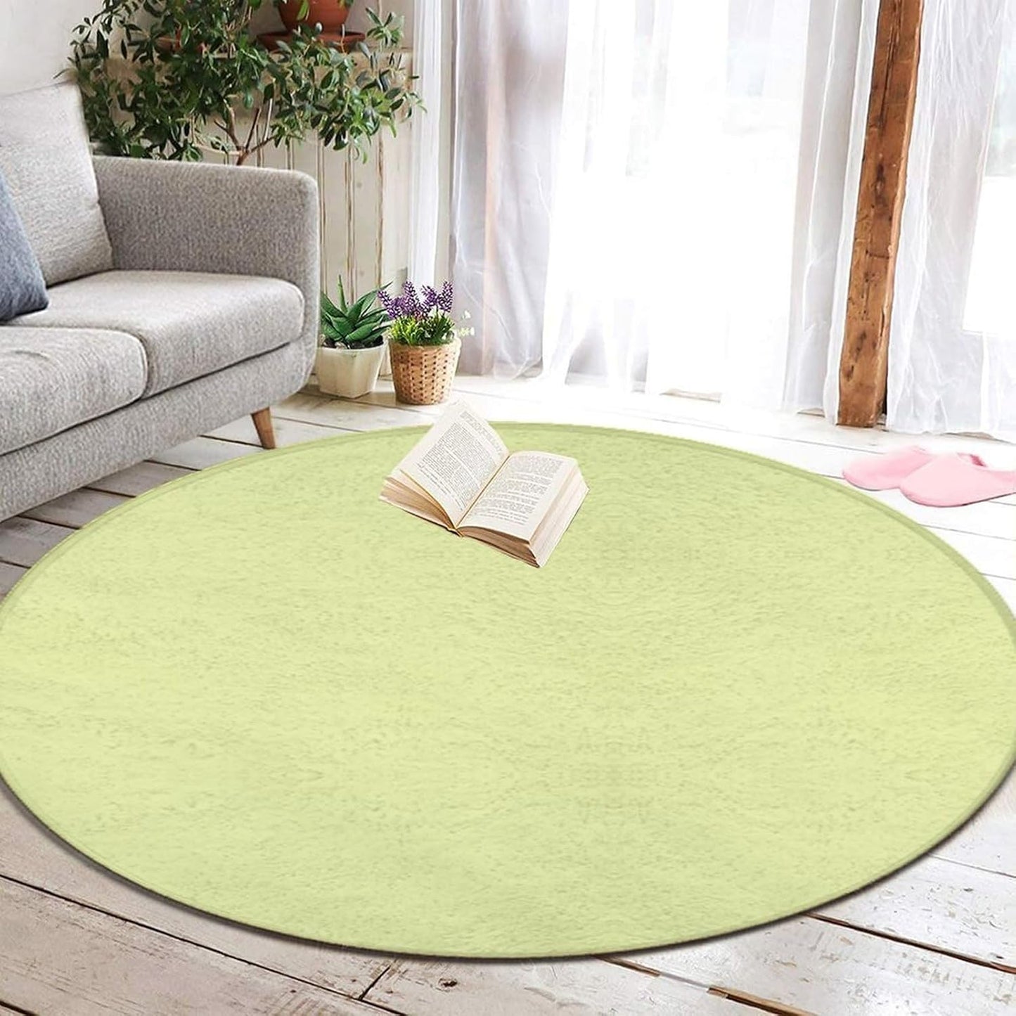 Women's Large Home Decor Mat, Soft Round Yoga Carpet, Non Slip Machine Washable Home Office Circle Rug Purple
