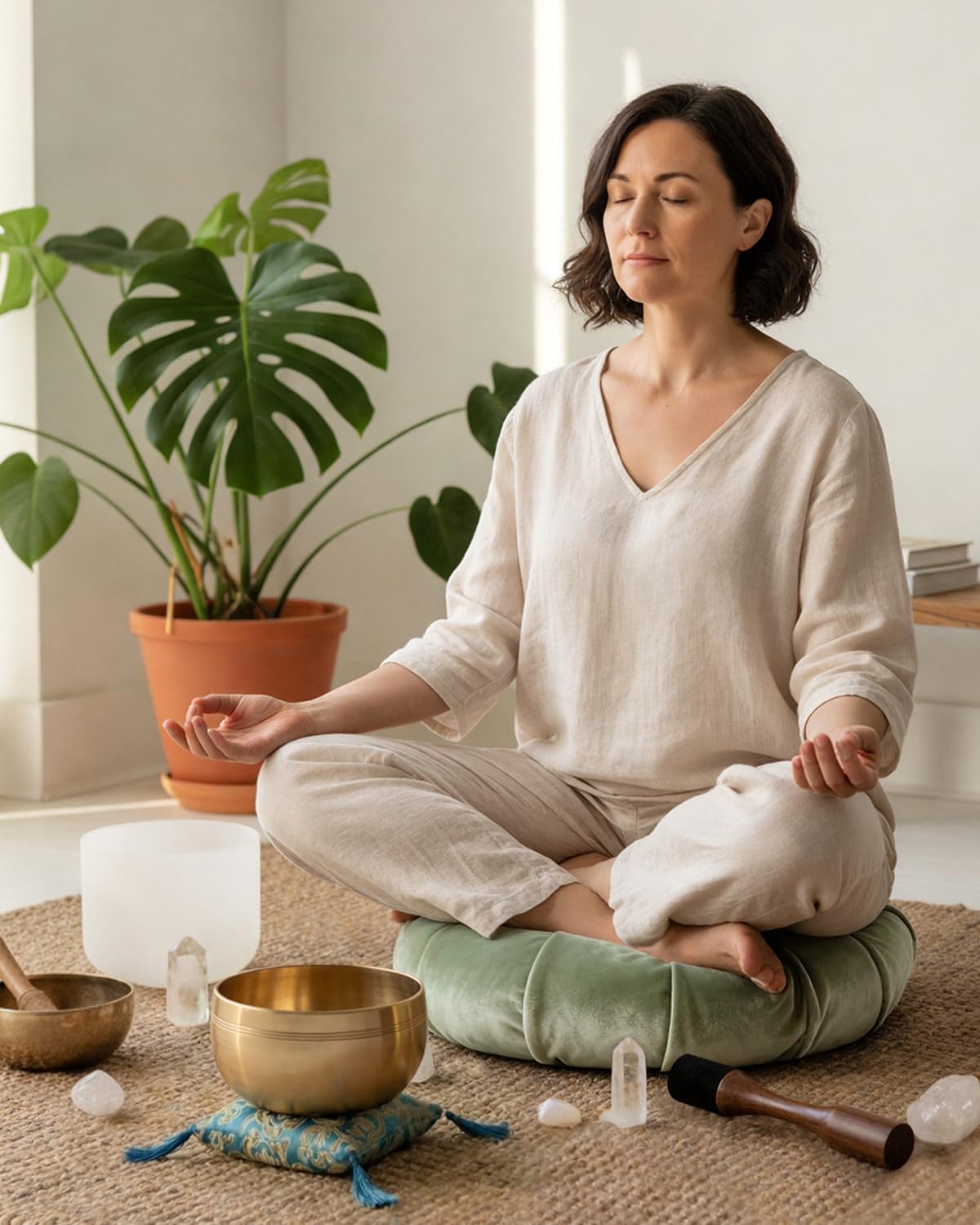 Tibetan Singing Bowls, Authentic Meditation Sound Bowls Handcrafted in Nepal for Yoga, Chakra Healing, Mindfulness, Self Care Spiritual Gifts for Women