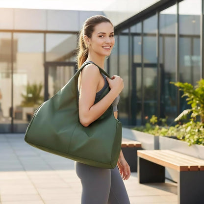 forestfish Yoga Gym Bag for Women with Shoes Compartment & Wet Dry Storage Pockets Lightweight Duffel Bag, Beige