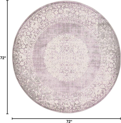 Unique Loom New Classical Collection Area Rug - Olwen (4'Round, Purple/ Gray)
